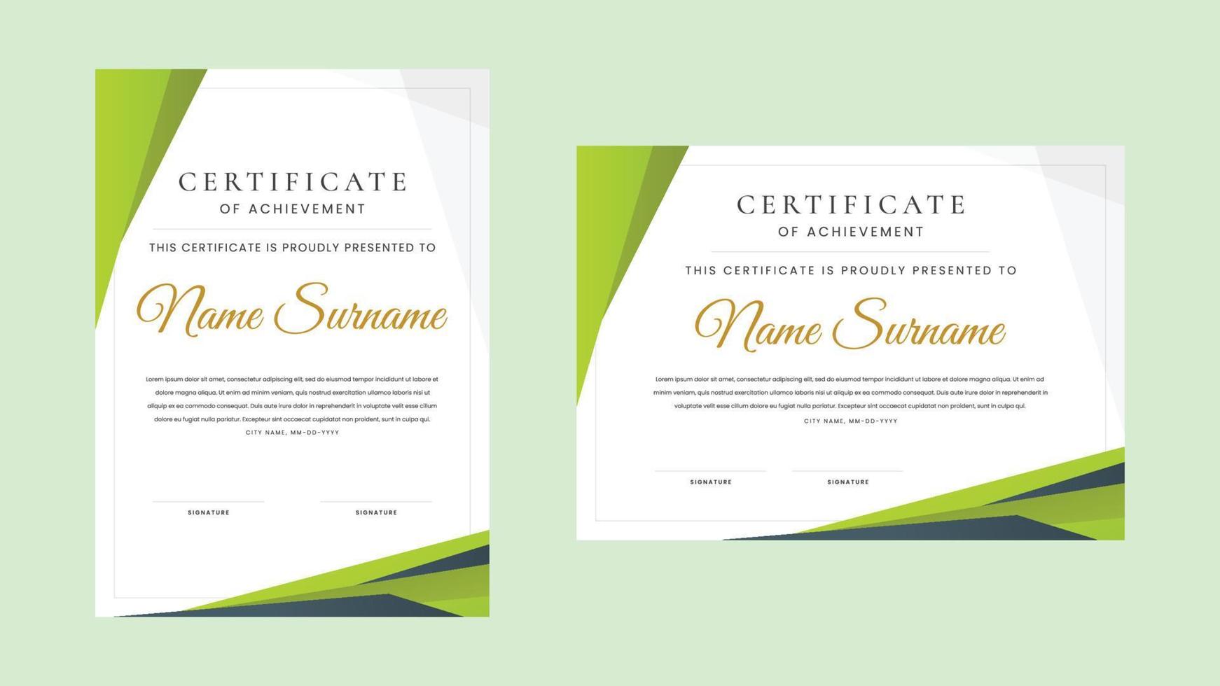 Modern Elegant Certificate Landscape and Portrait Template vector