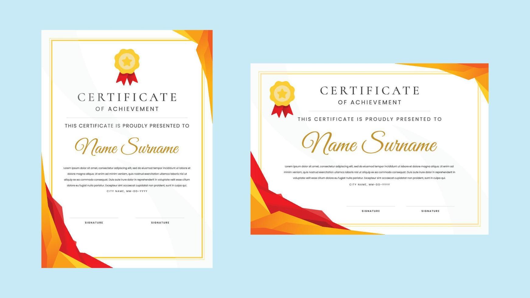 Modern Elegant Certificate Landscape and Portrait Template vector