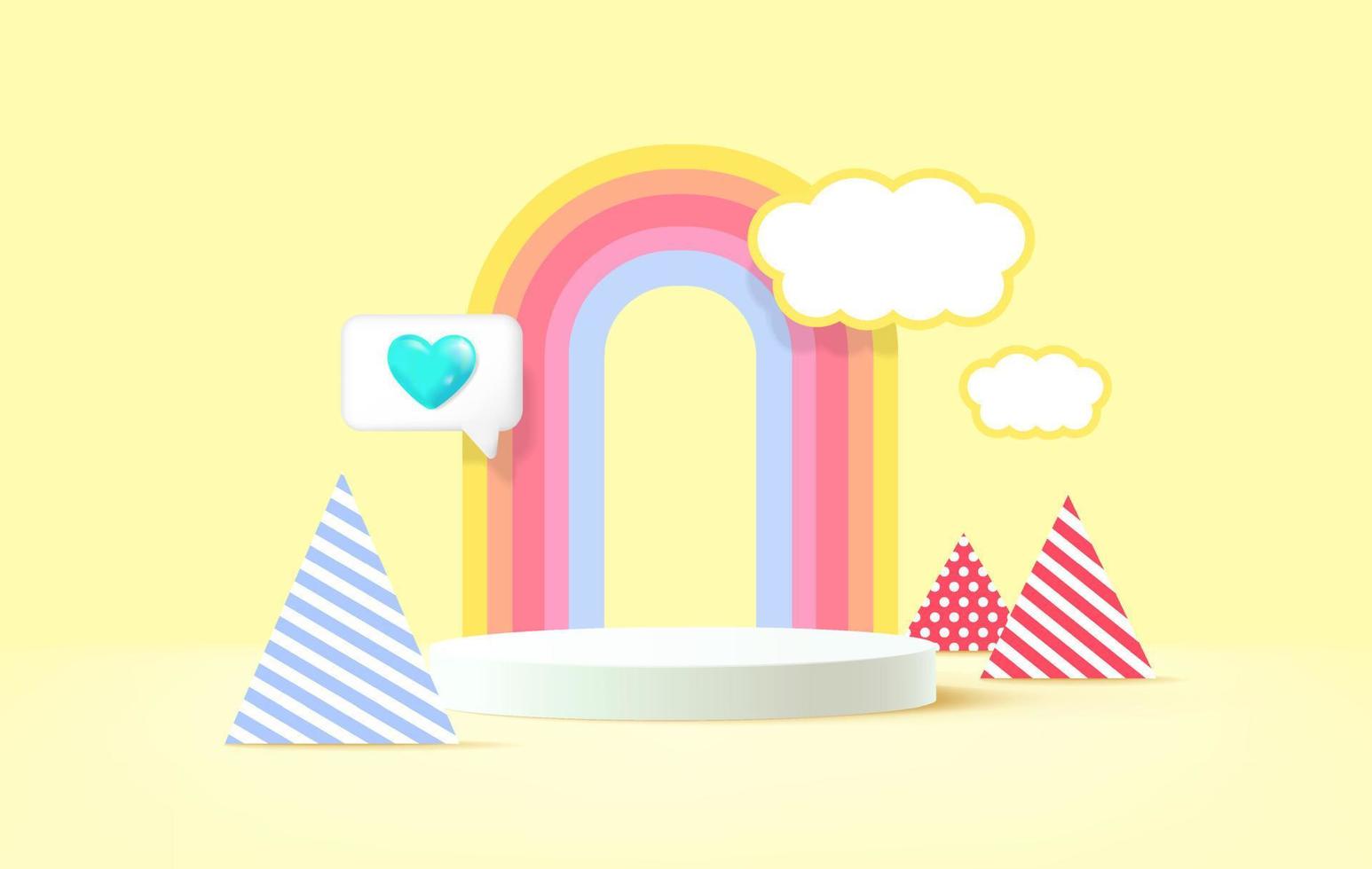 3d display podium for showing kids products presentation with lovely scene vector