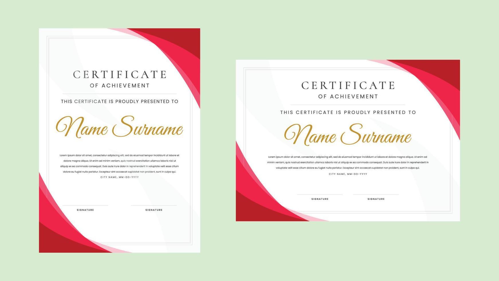 Modern Elegant Certificate Landscape and Portrait Template vector