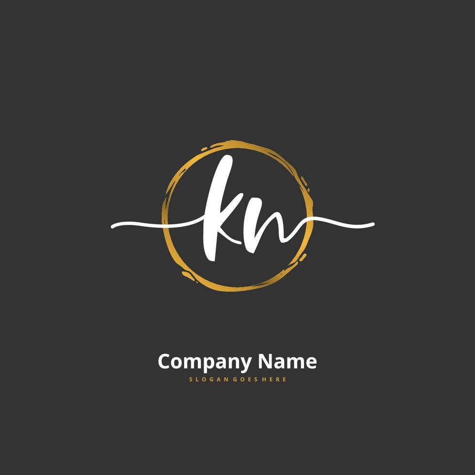 KN Initial handwriting and signature logo design with circle. Beautiful design handwritten logo for fashion, team, wedding, luxury logo. vector