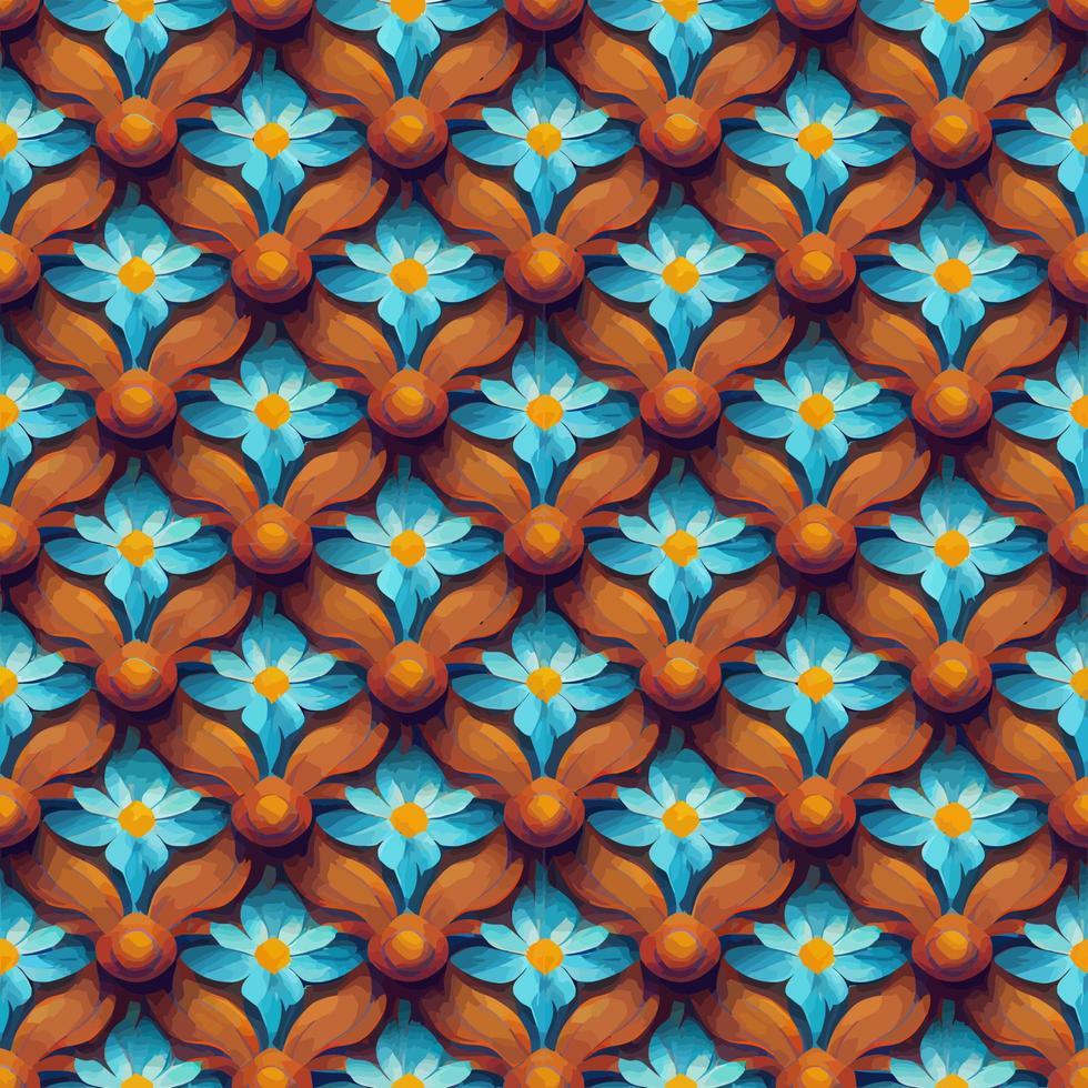 vector de ilustración de elegante flor de colores pintura art deco de azulejos sin costura buena para papel tapiz