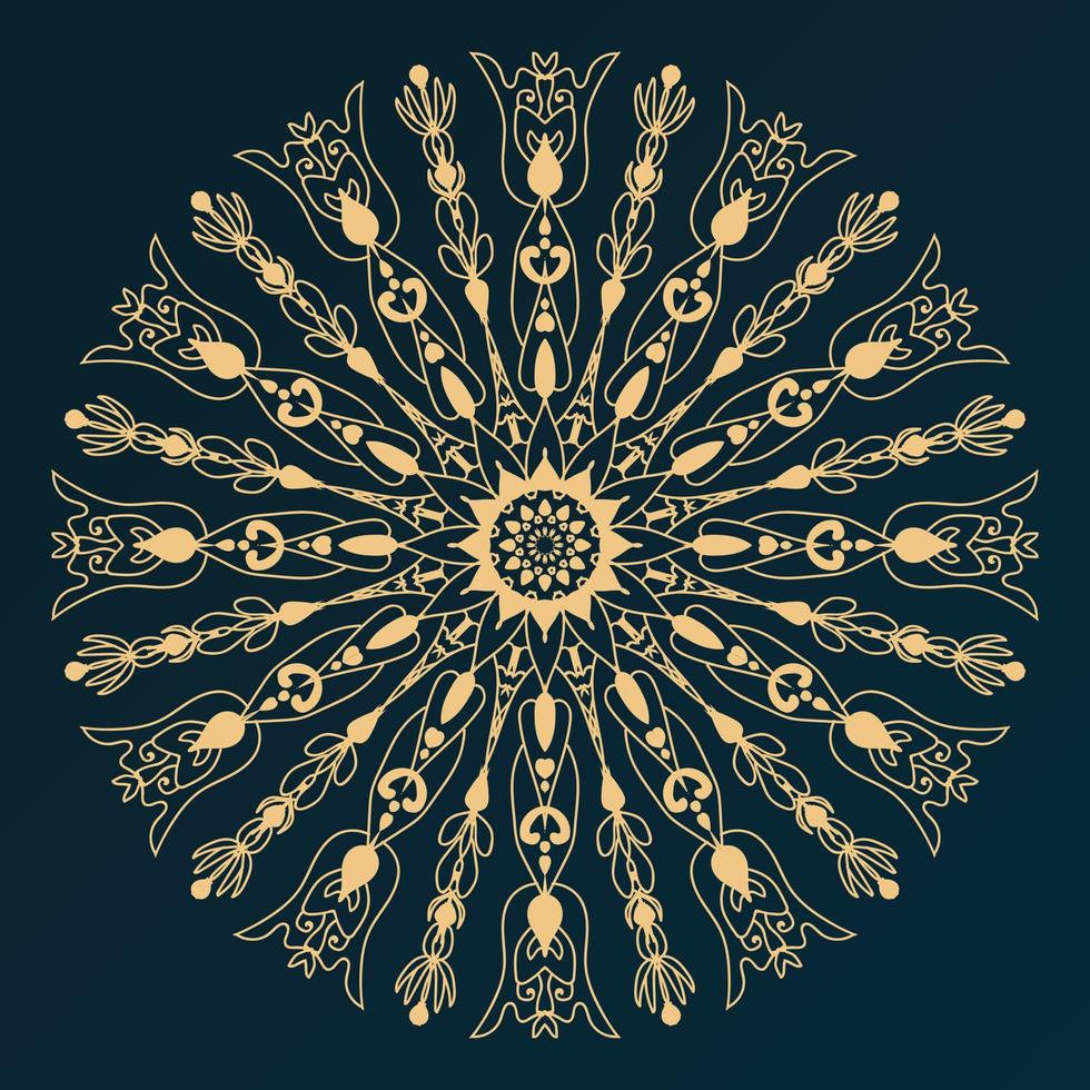 Modern golden color mandala background unique design and good look. vector