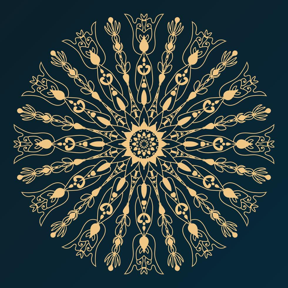 Modern golden color mandala background unique design and good look. vector