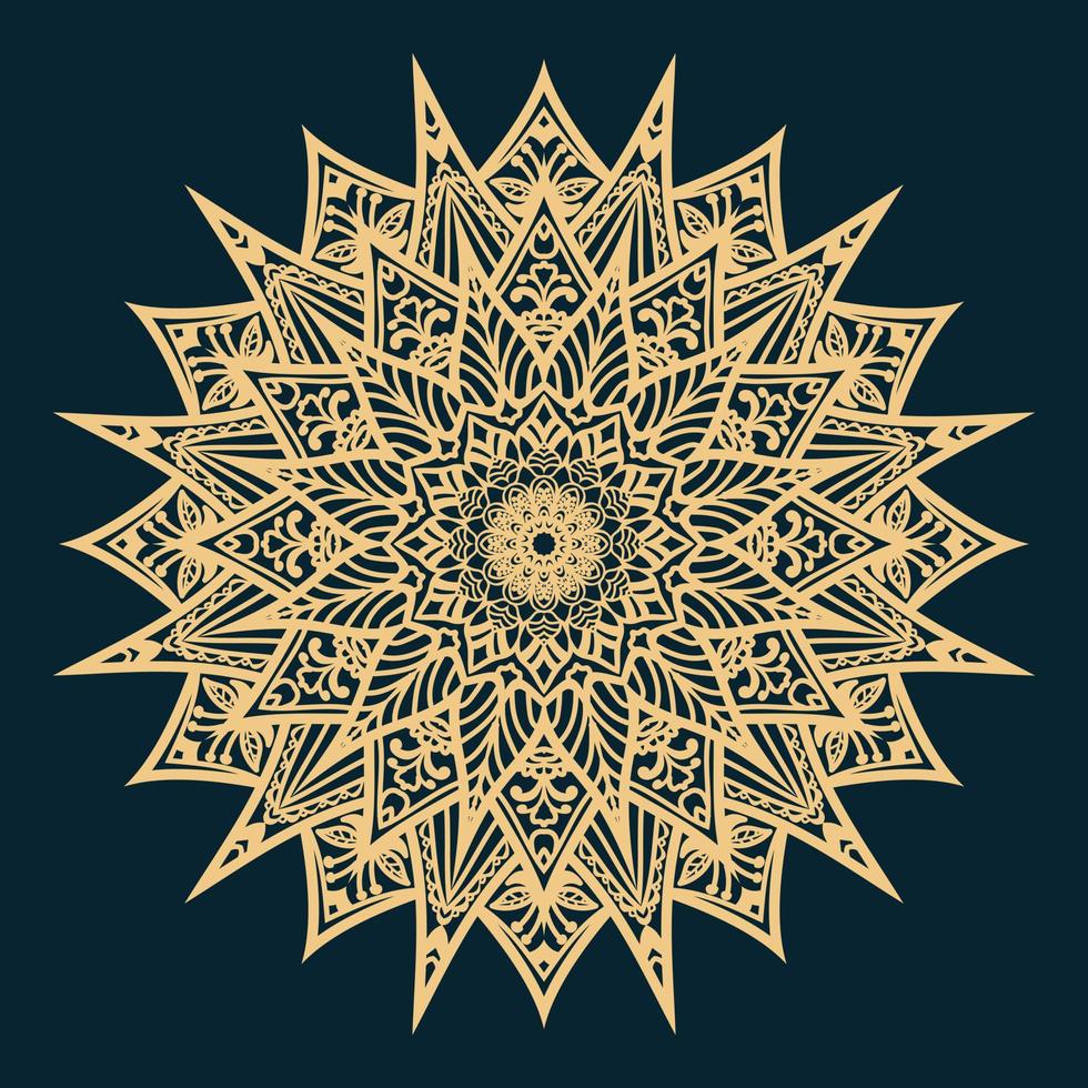 Modern golden color mandala background unique design and good look. vector