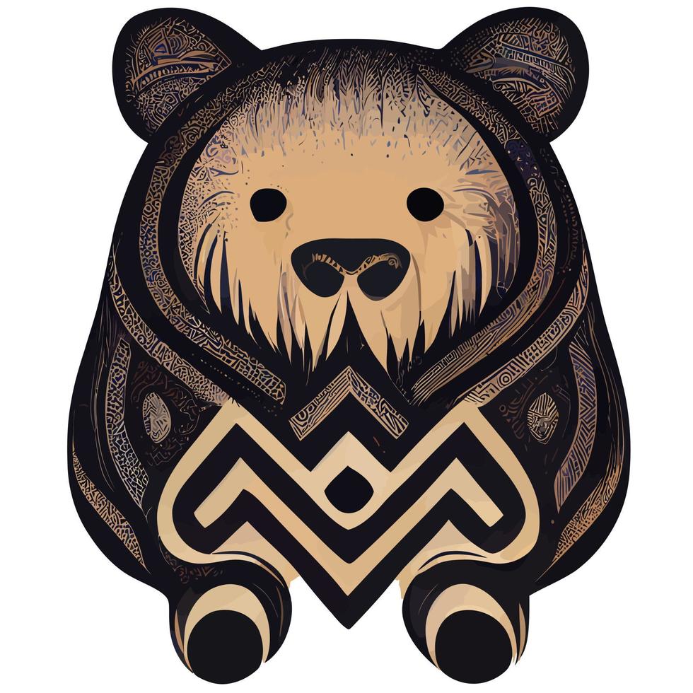 vector de ilustración de oso pardo aislado en blanco con estilo tribal bueno para logotipo o personalizar su diseño