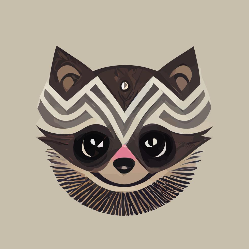 gráfico vectorial ilustrativo de mapache en estilo tribal dibujado a mano perfecto para icono o estampado en camiseta vector