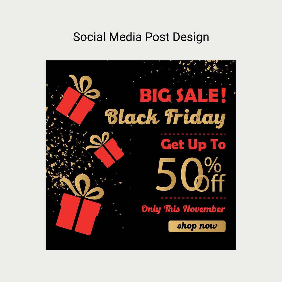 Black Friday sale social media ads for Facebook Instagram Twitter and more vector