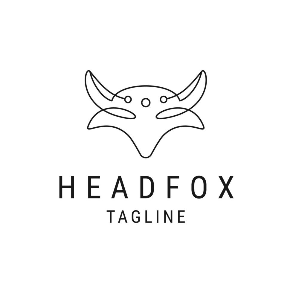 Head fox line logo design template flat vector