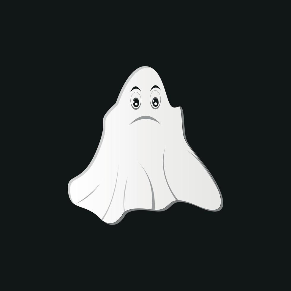 vector image of ghost with emotion character on face