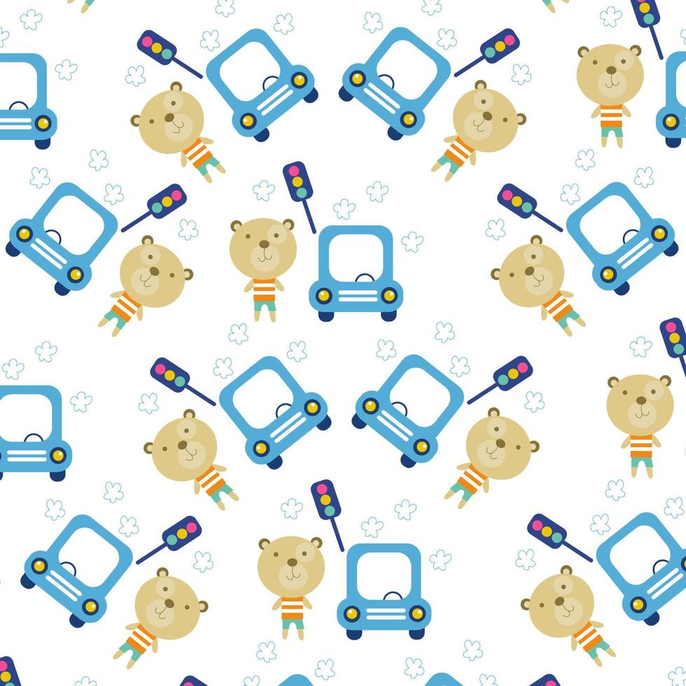 Seamless pattern with cute colorful cars perfect for wrapping paper vector