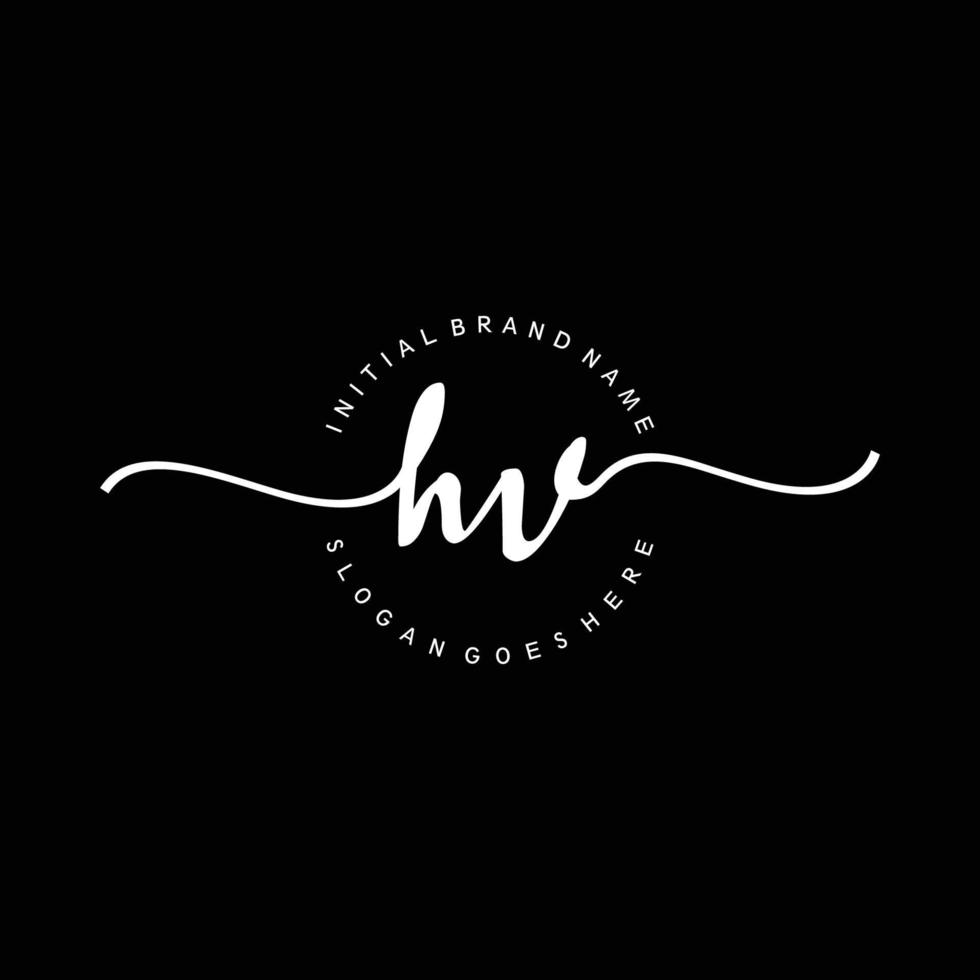 Initial HV handwriting logo template vector