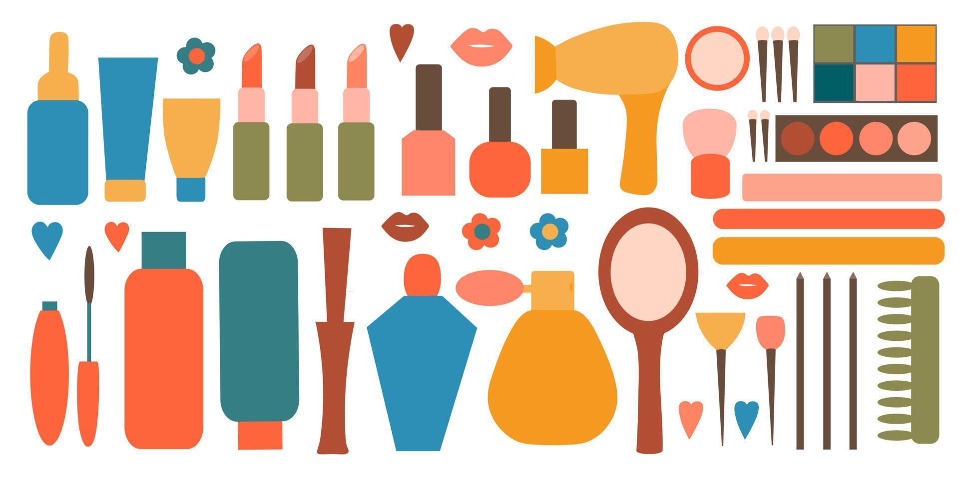 Set of cosmetic and spa skin and body care products. Natural organic cosmetic product. Banner with beauty products. Elements for icons. vector