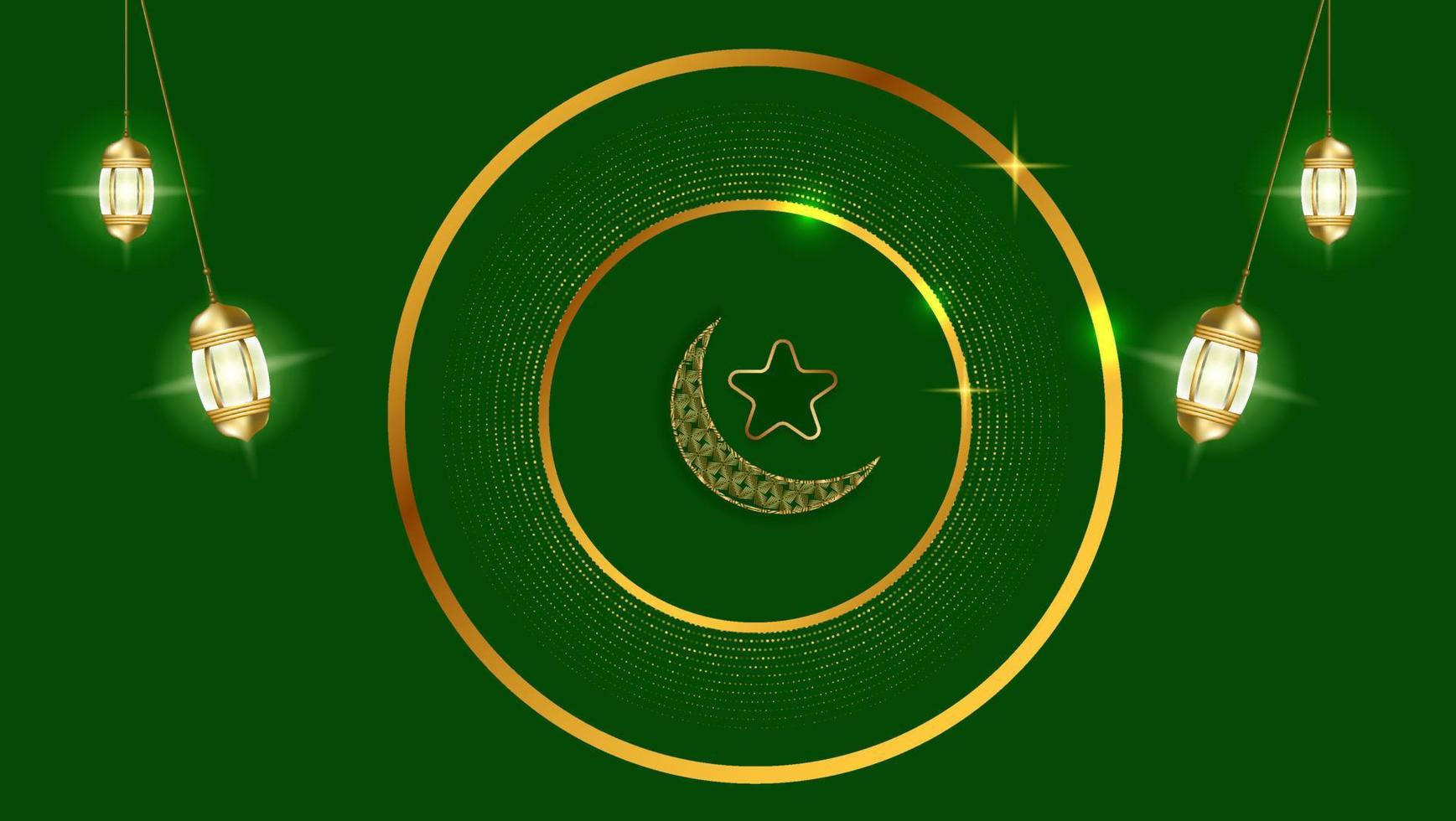 Luxury Design with gold circle line with Eid mubarak vector