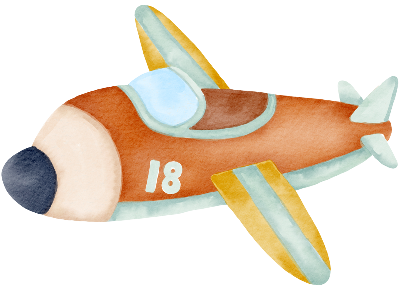 Airplane watercolor cartoon cute png