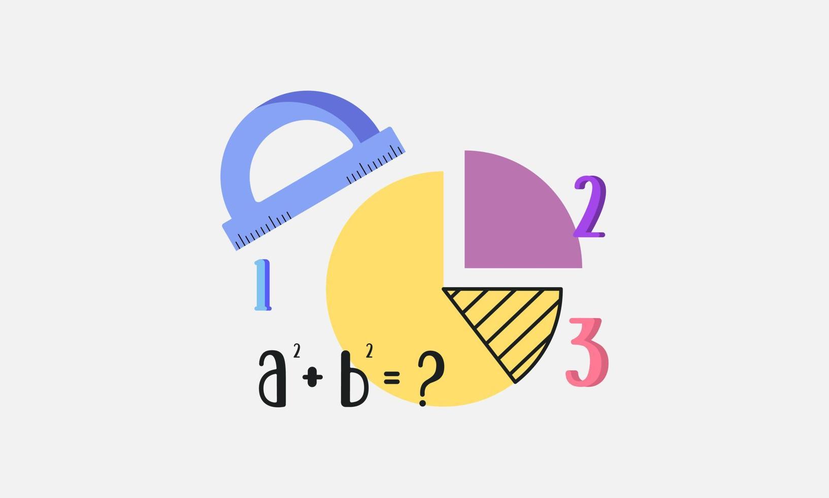 fondo de elementos de matemáticas de dibujos animados, logotipo de educación vector