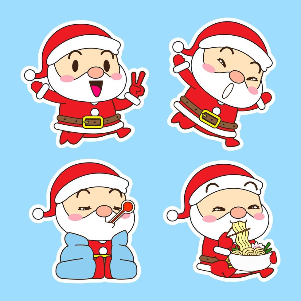 lindo conjunto de vectores de santa claus, ilustración de navidad