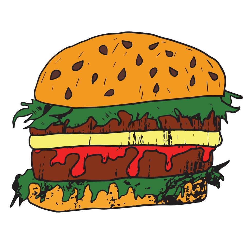 Vector hamburger. Fast food Illustration