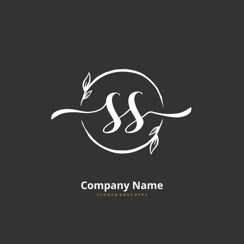 SS Initial handwriting and signature logo design with circle. Beautiful design handwritten logo for fashion, team, wedding, luxury logo. vector