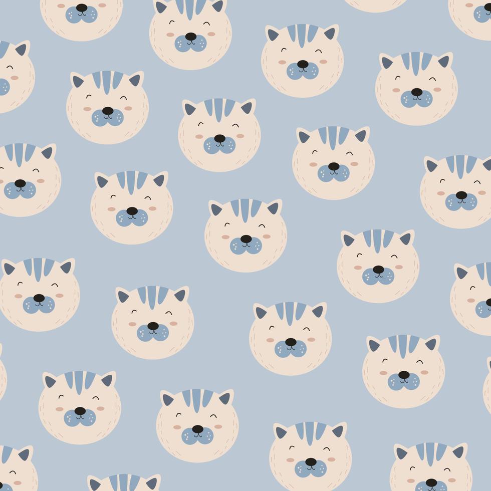 Seamless pattern with cute colorful cat heads perfect for wrapping paper vector