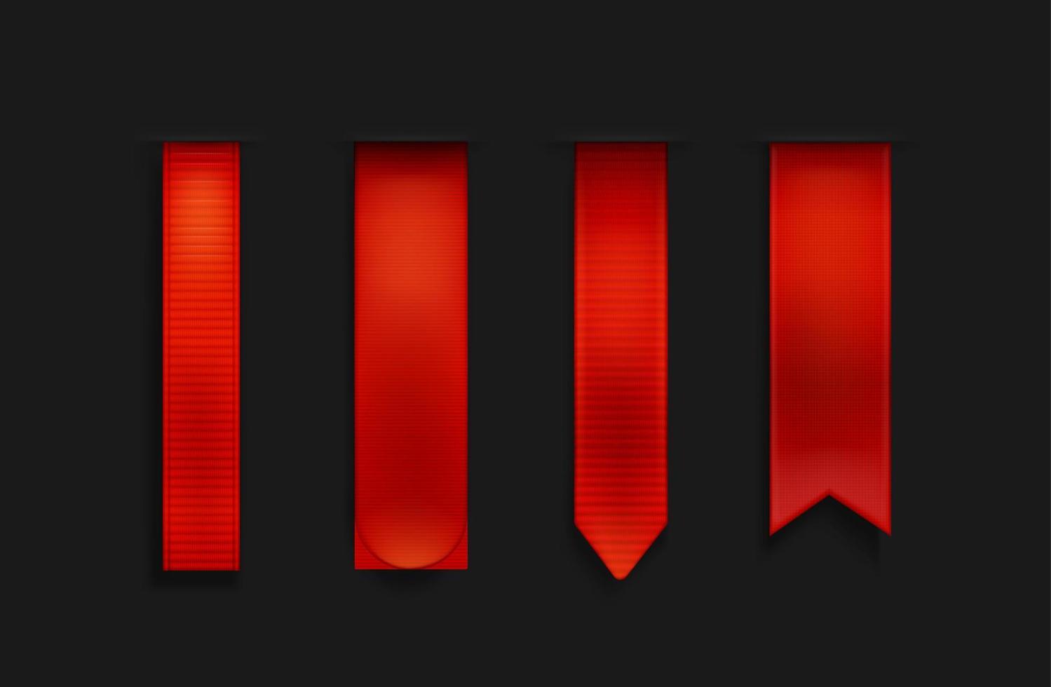 Red bookmarks, ribbon, banner 3d vector mockup set