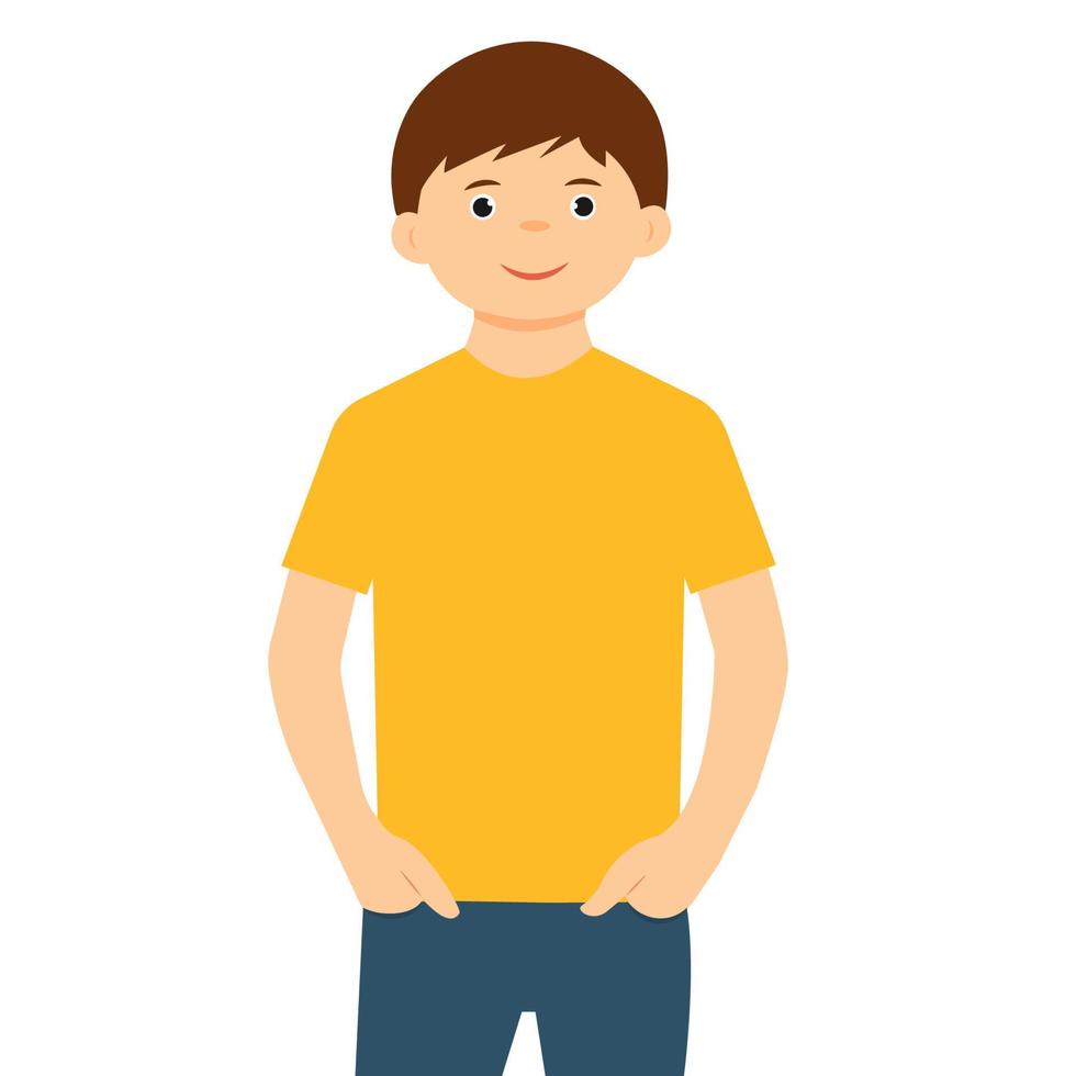 The portrait  of positive boy in flat style. Human emotions. Vector illustration isolated on white background