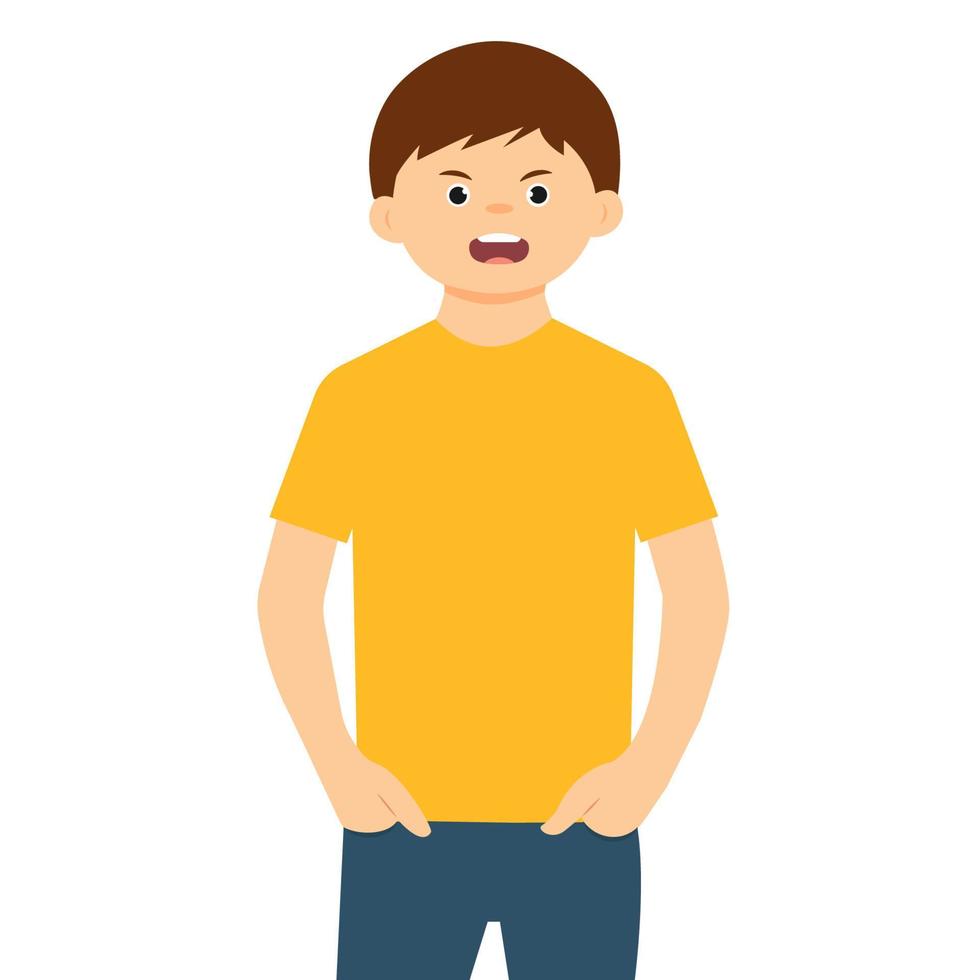 el retrato de enojado chico en plano estilo. humano emociones vector ilustración aislado en blanco antecedentes