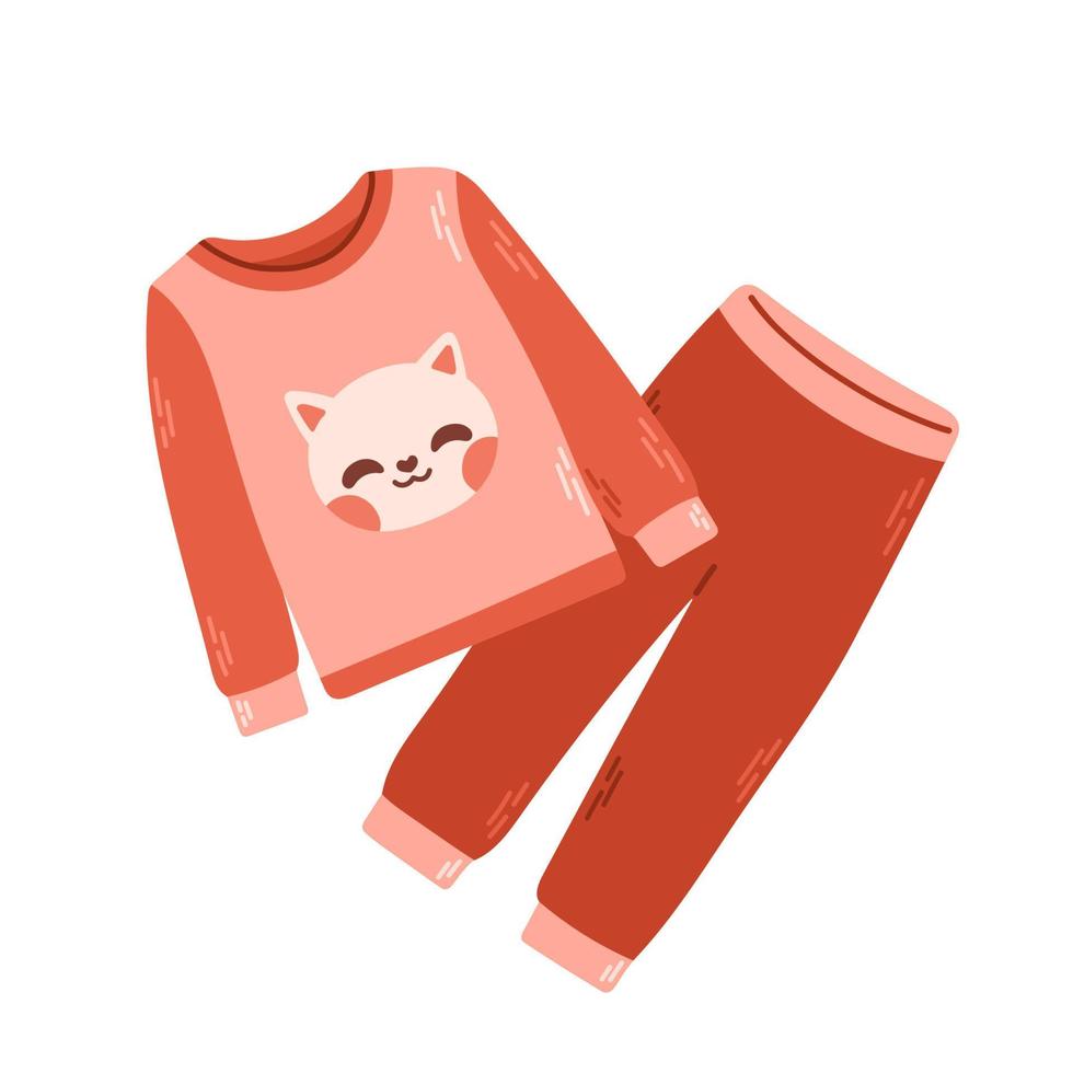 Sleepwear for girls pajama, nightgown, sleep suit, isolated vector illustration eps 10