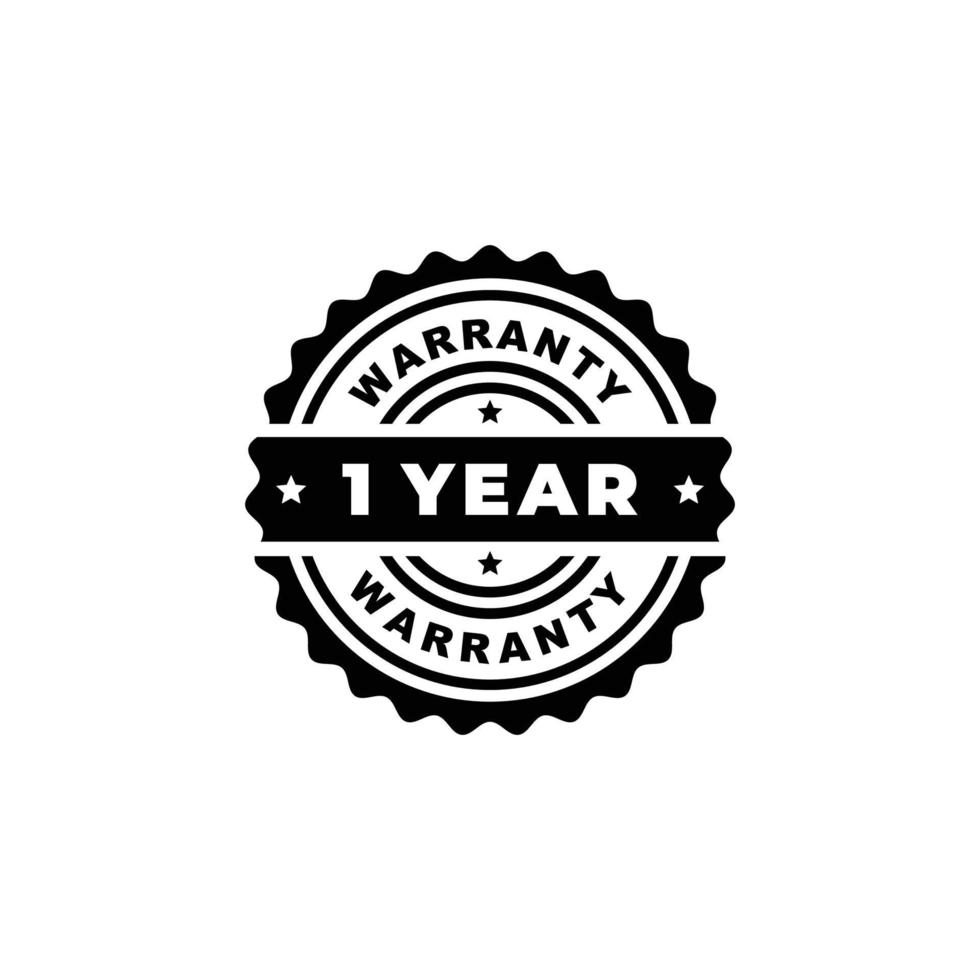 One year warranty stamp label vector