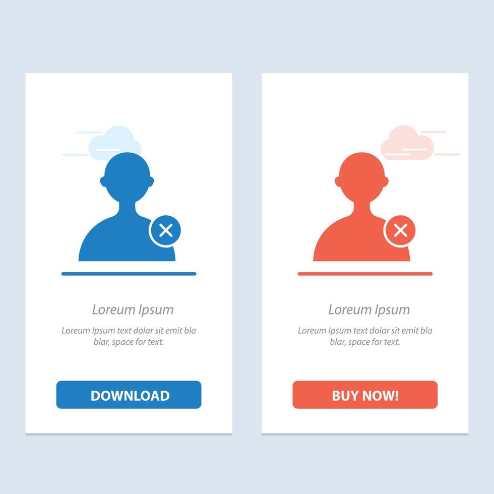 Delete Man User  Blue and Red Download and Buy Now web Widget Card Template vector