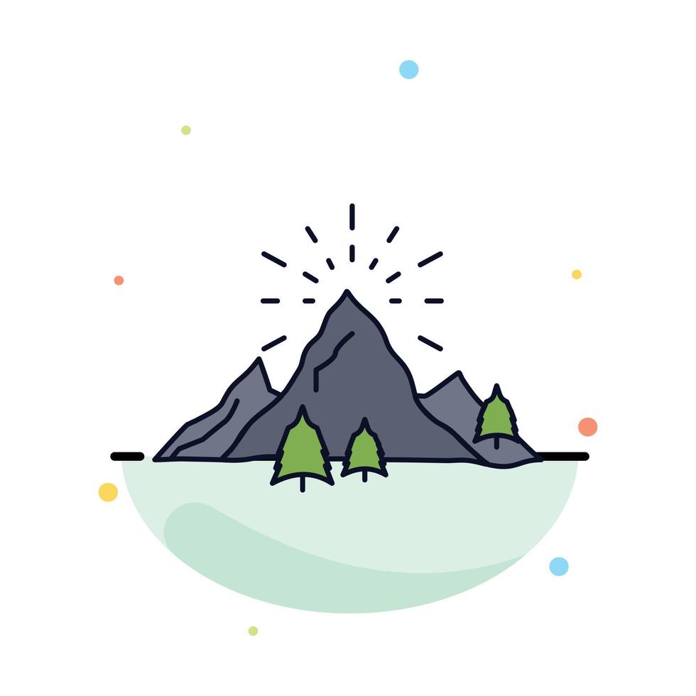 hill landscape nature mountain fireworks Flat Color Icon Vector