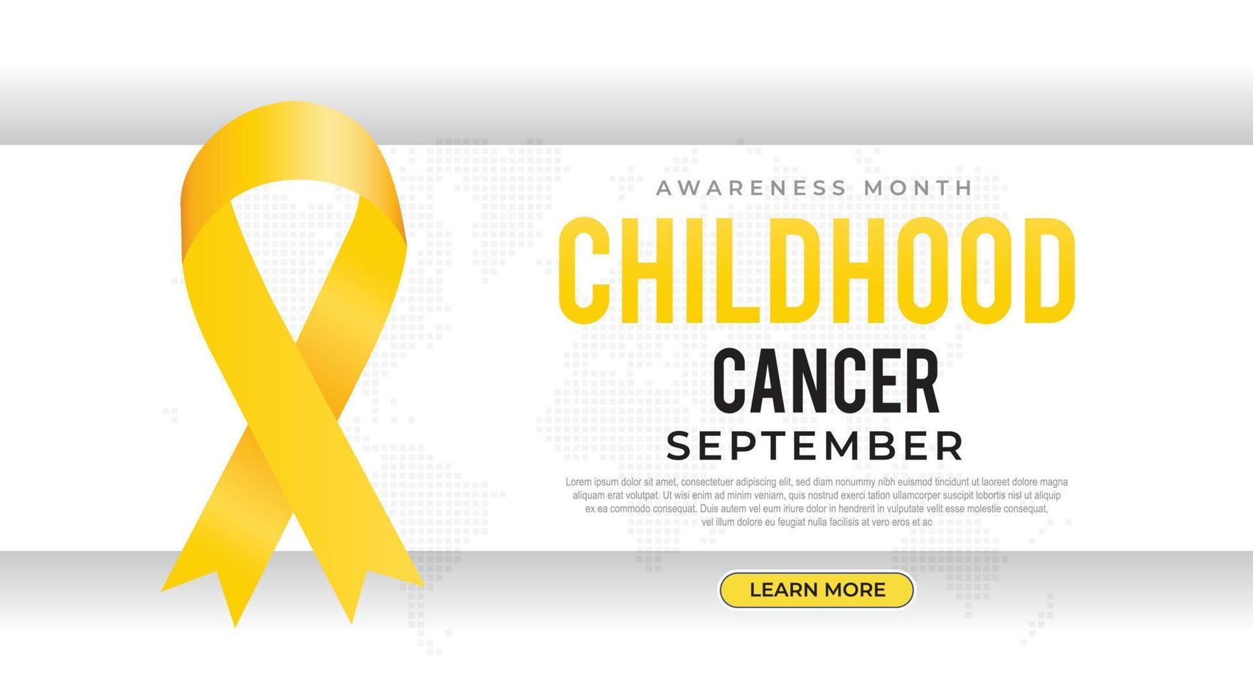 Childhood cancer awareness banner with yellow ribbon symbol. vector