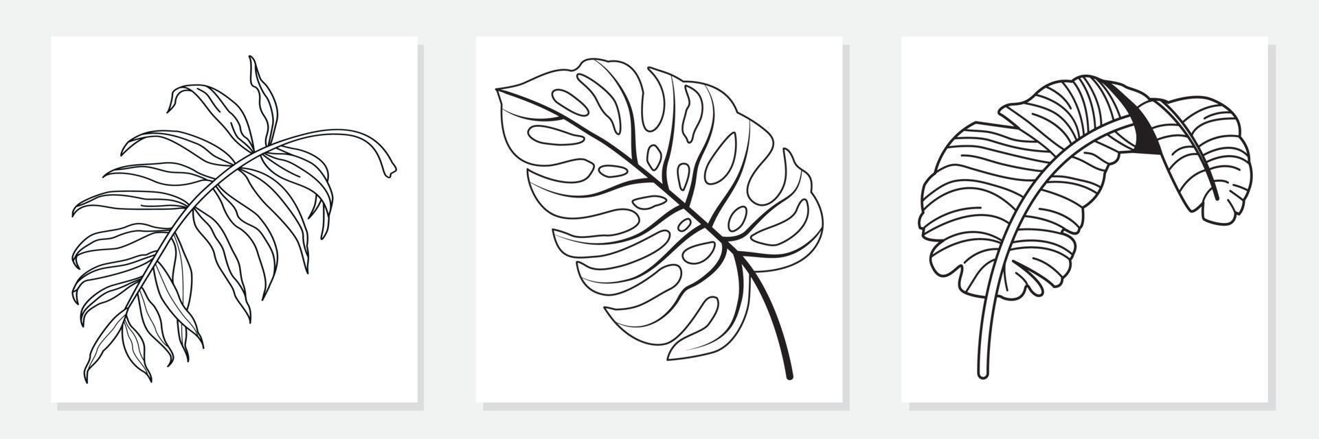 leaves art vector illustration of Doodle cute for design.line art drawing.