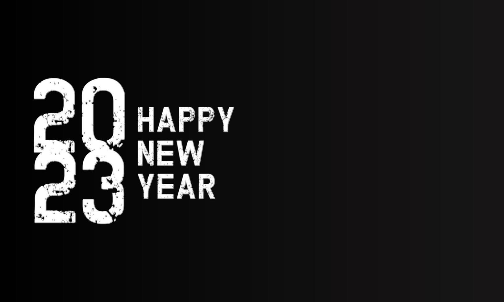 feliz año nuevo 2023. letras grunge sobre fondo negro vector aislado
