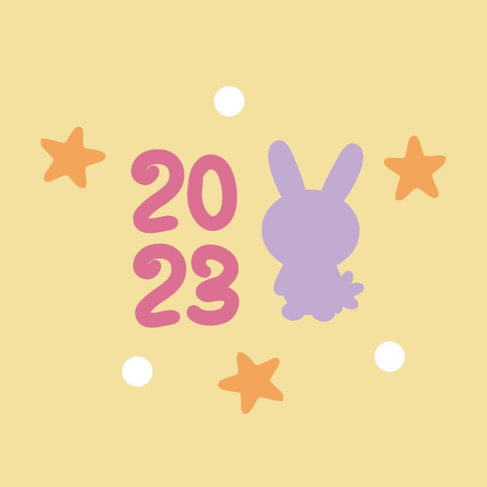Chinese New Year 2023 symbol, rabbit with numbers, stars and dots print. vector