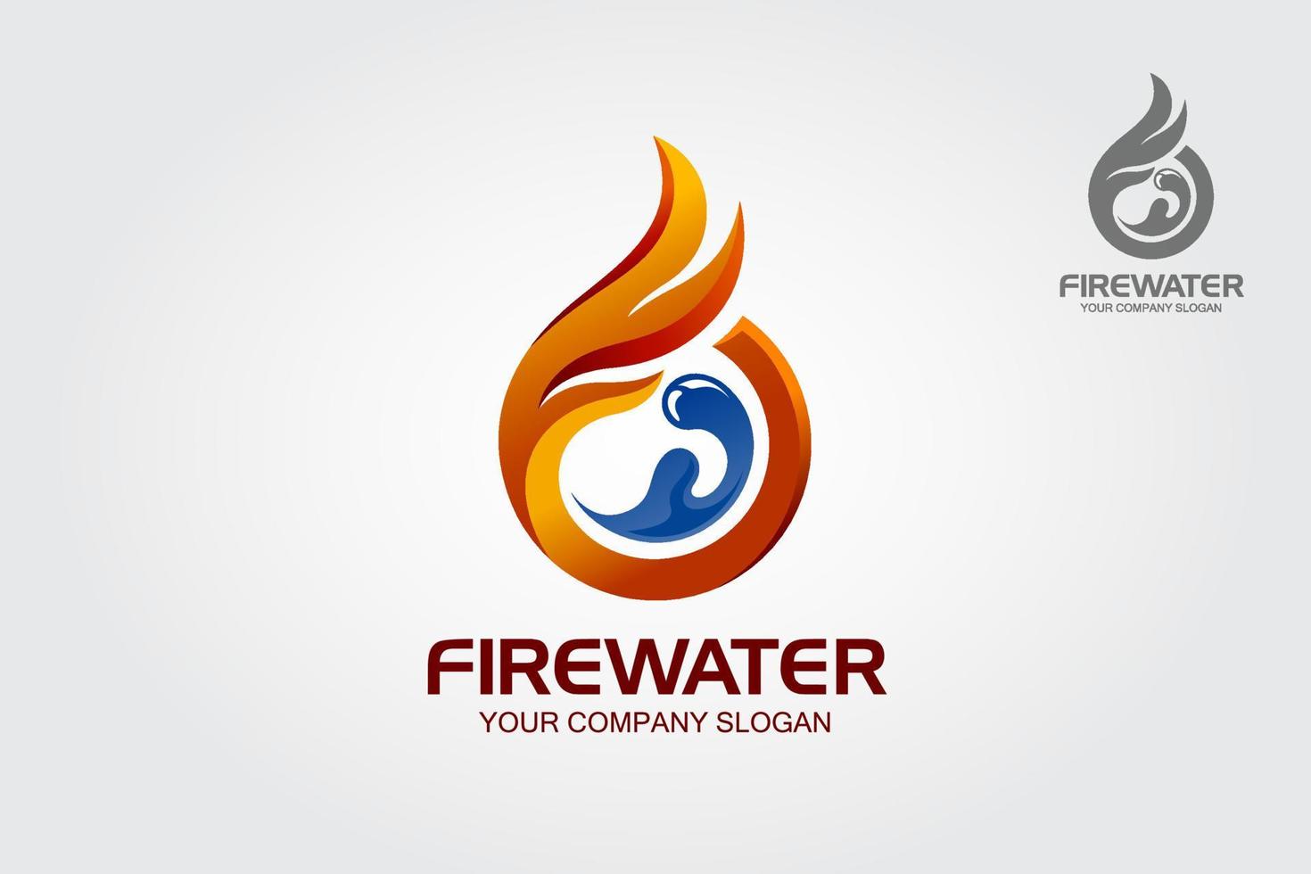 Fire Water Vector Logo Illustration. Logo Template a blue water and red fire symbol, representing the elements.