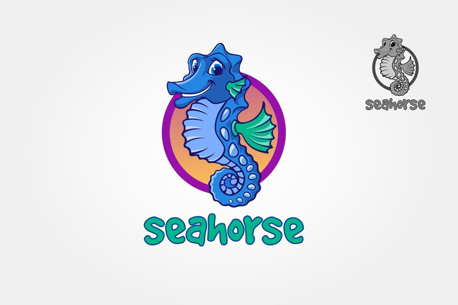 Seahorse symbol with circle shape. Logo Vector illustration.
