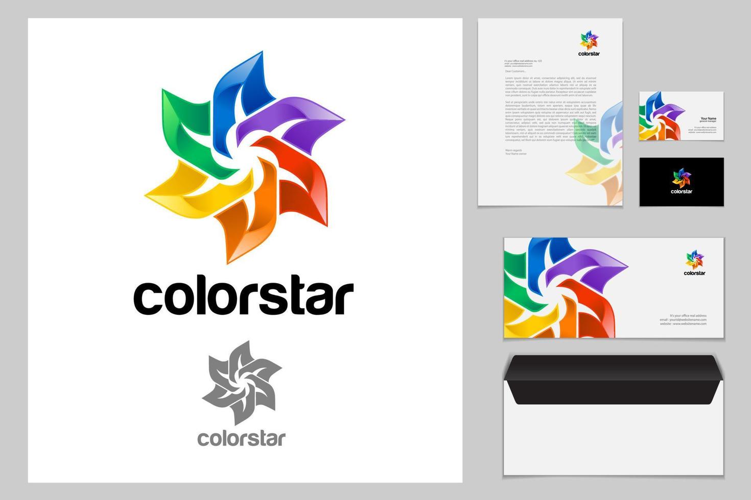 Color Star Vector Logo Template. Creative colorful corporate identity with color star logo icon design template. Vector stationery business concept.