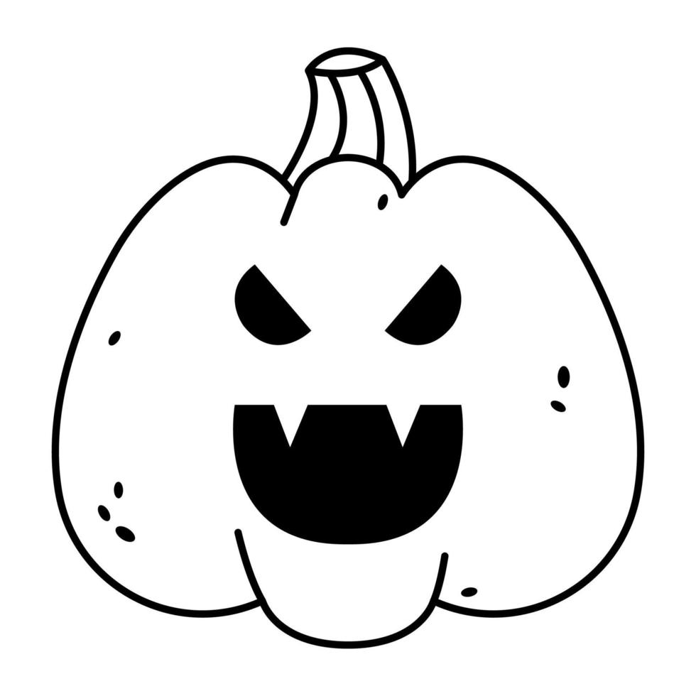 Halloween pumpkin doodle icon vector