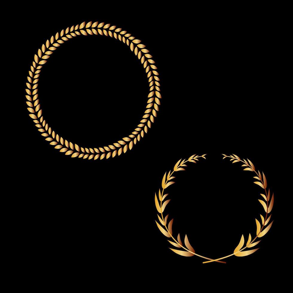 Gold award laurel wreath on dark background. vector