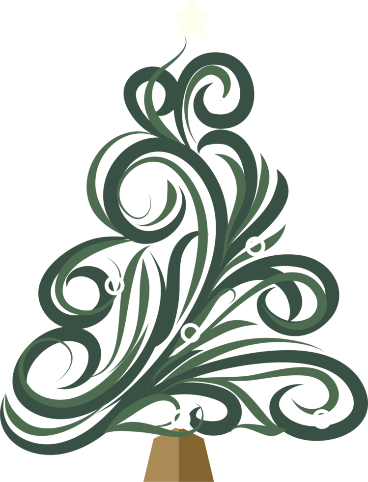 dessin calligraphique de sapin de noël png