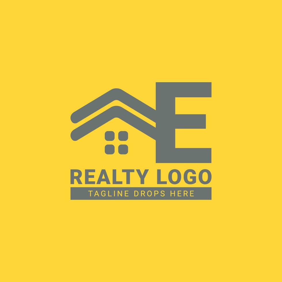 letter E roof house vector logo design for real estate, property agent, realty rent, interior and exterior constructor