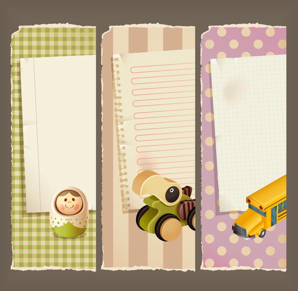 Paper banners with toys vector