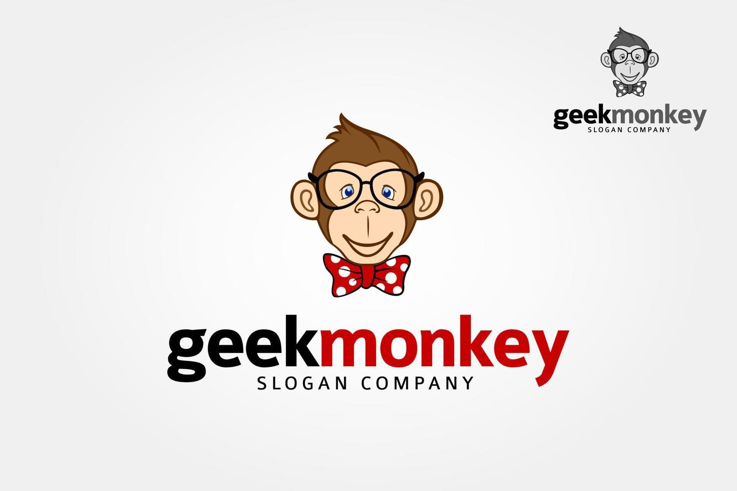 Geek Monkey Logo Cartoon Character. Geek monkey vector illustration.