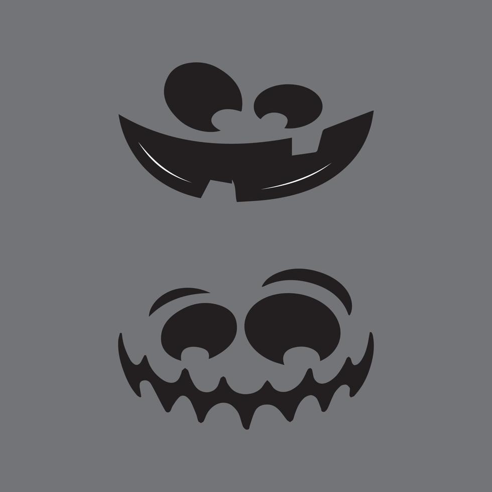 muchas expresiones faciales diferentes, específicas para la temporada de halloween, hechas en un fondo gris o rojo vector