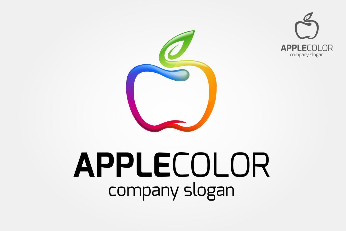 Apple Color Vector Logo Illustration. Rainbow Apple line logo template.