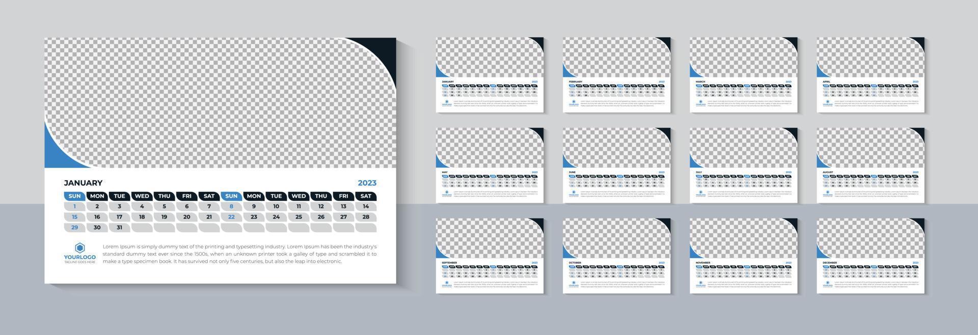 Modern Desk Calendar 2023 Design, Business Calendar 2023 Template Pro Download vector