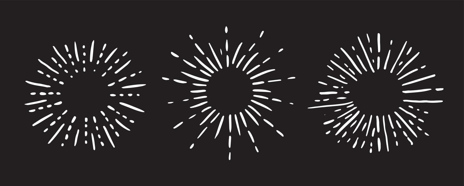 Sun rays images in Hand Drawing style. vector