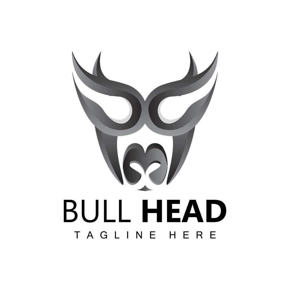 Bull Head Logo, Farm Animal Vector, Livestock Illustration, Company Brand Icon vector