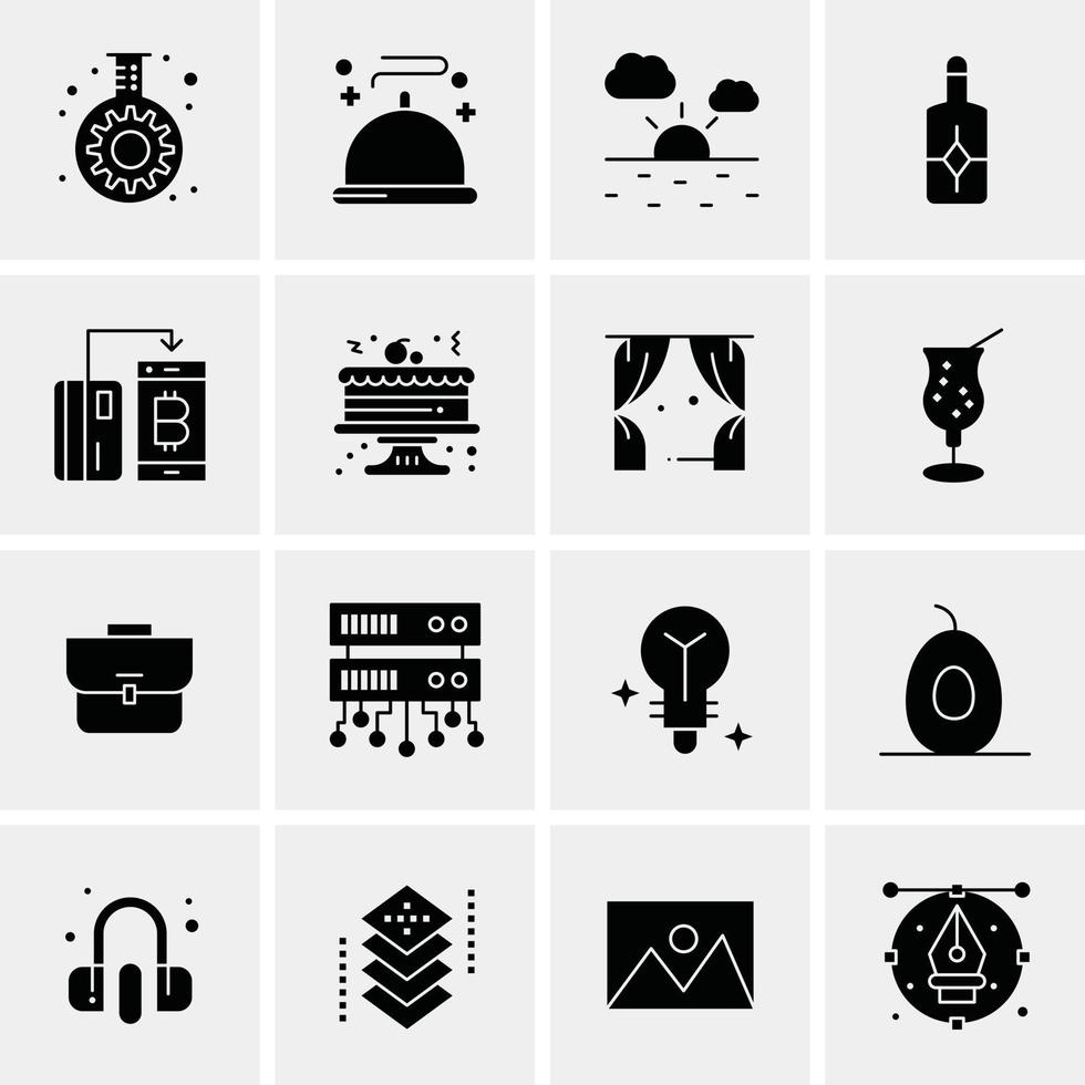 16 iconos de negocios universales vector ilustración de icono creativo para usar en proyectos relacionados con la web y dispositivos móviles